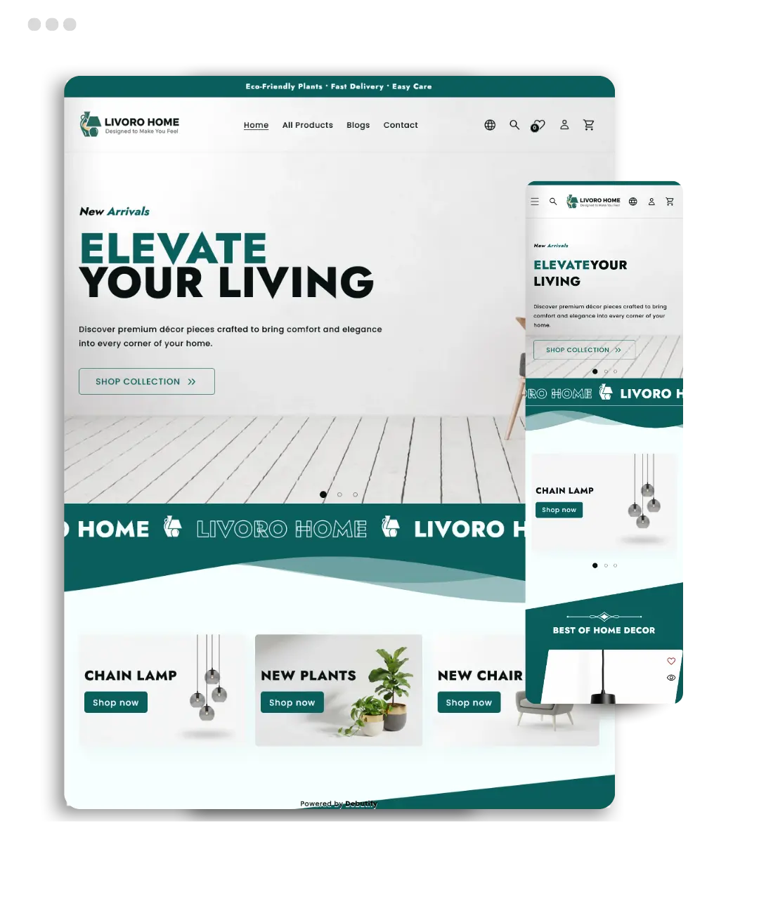 Debutify storefront preview on desktop and mobile